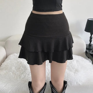 Strap Ribbon Collar Cardigan Tiered Pleated Skirt Two-Piece