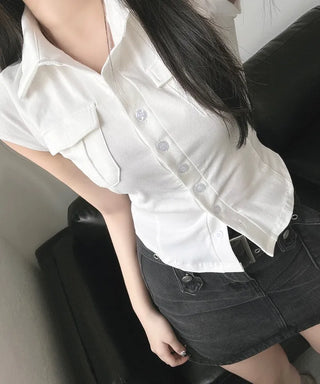 Short Sleeve Polo Shirt Cap Slim Spandex Tee