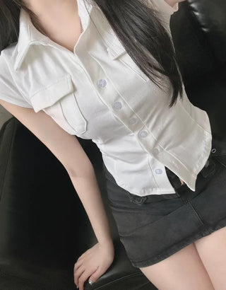 Short Sleeve Polo Shirt Cap Slim Spandex Tee