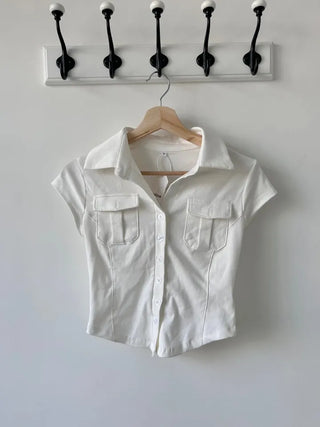 Short Sleeve Polo Shirt Cap Slim Spandex Tee