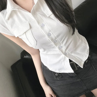 Short Sleeve Polo Shirt Cap Slim Spandex Tee