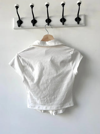 Short Sleeve Polo Shirt Cap Slim Spandex Tee