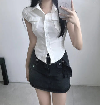 Short Sleeve Polo Shirt Cap Slim Spandex Tee