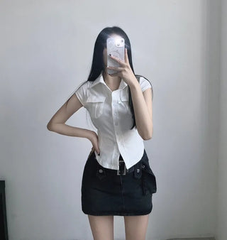 Short Sleeve Polo Shirt Cap Slim Spandex Tee