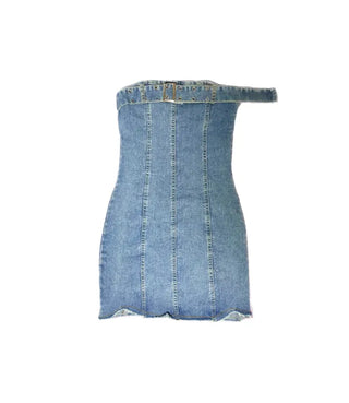 Rock Belt Vintage Denim Tube Top Dress Tanktip