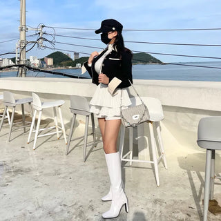 Combination Pleated Tiered Mini Skorts Skirt