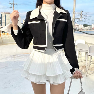 Combination Pleated Tiered Mini Skorts Skirt