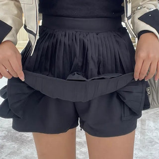 Combination Pleated Tiered Mini Skorts Skirt