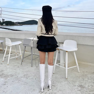 Combination Pleated Tiered Mini Skorts Skirt