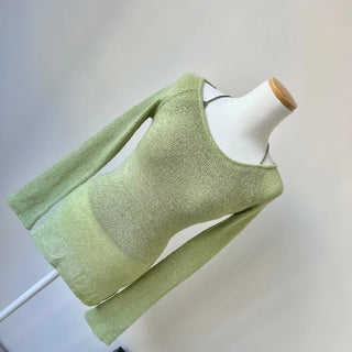 Backless Back Slit Knit Sleeveless Set Delicate Fit