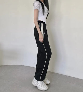 Y2K Unique Hip Crinkle Contrast Stripe Wide Fit