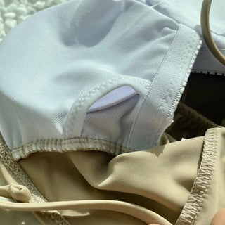 Ribbon Sleeveless Shirred One-piece Swimsuit Monokini Frill Bikini