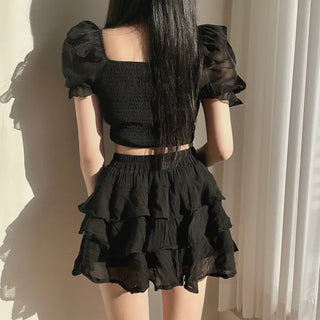 Delicate Chiffon Off-Shoulder Ribbon Halter Neck Button V-Cut