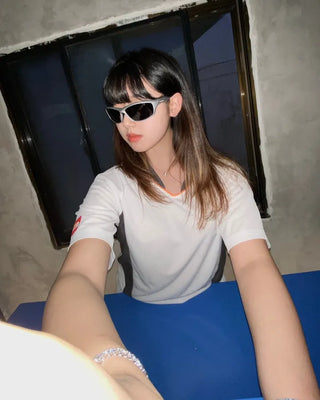 Futurism Future Eyewear Sunglasses y2k Silver Photo Shoot