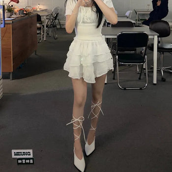 Ballerina Lace-up Ribbon Shoes Mules Heels High