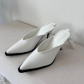 Ballerina Lace-up Ribbon Shoes Mules Heels High
