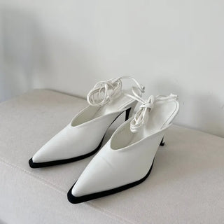 Ballerina Lace-up Ribbon Shoes Mules Heels High