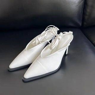 Ballerina Lace-up Ribbon Shoes Mules Heels High