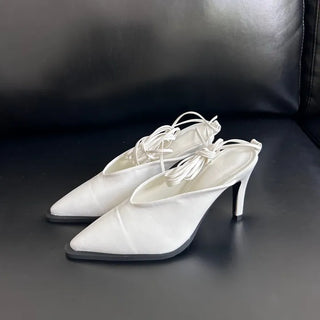 Ballerina Lace-up Ribbon Shoes Mules Heels High