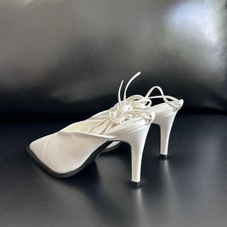 Ballerina Lace-up Ribbon Shoes Mules Heels High