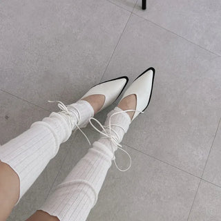 Ballerina Lace-up Ribbon Shoes Mules Heels High