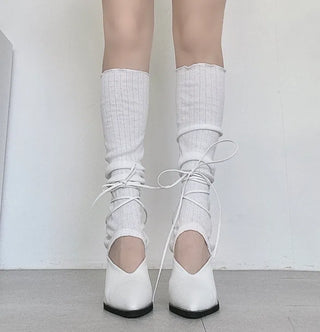 Ballerina Lace-up Ribbon Shoes Mules Heels High