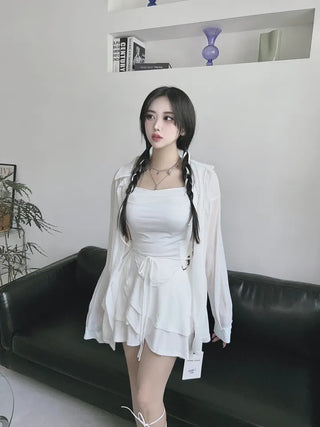 Ballerina Shirred Sleeveless Flare Skirt Two-Piece Lina Lovely