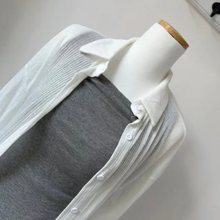 Back Slit Shirt Cardigan Linen Ribbon Oversized Loose