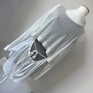 Back Slit Shirt Cardigan Linen Ribbon Oversized Loose