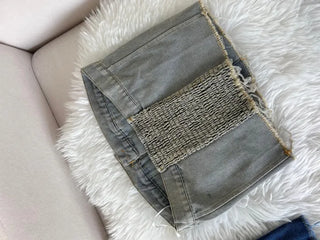 Vintage Button Denim Top Washed Tube Tank Sexy