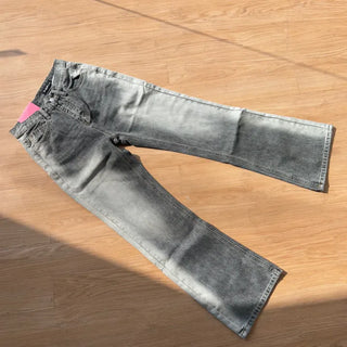 Ice Gray Washed Wide Pants Straight Denim for