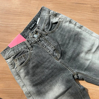 Ice Gray Washed Wide Pants Straight Denim for