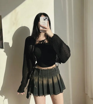 Daily Strap Ribbon Bolero Cardigan Teen Crop String