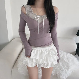 Ultra-mini ballerina can-can tier terry skirt SK skorts