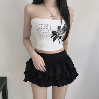 Ultra-mini ballerina can-can tier terry skirt SK skorts