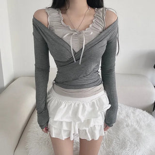 Ultra-mini ballerina can-can tier terry skirt SK skorts