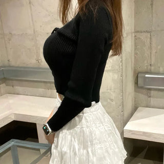 Slim Fit Lace-up Ribbon Corset Eyelet Long Sleeve