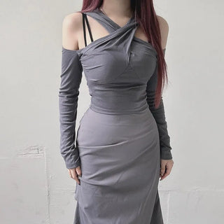 Twisted Off-Shoulder Hoodie Crop Unique Gorpcore Look Tee