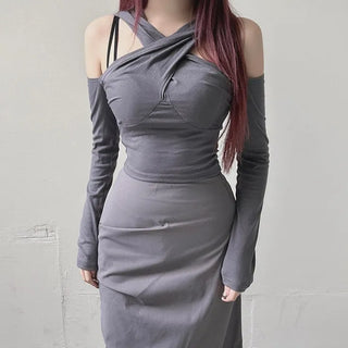 Twisted Off-Shoulder Hoodie Crop Unique Gorpcore Look Tee
