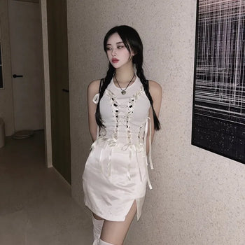 Balletcore Jennie Ribbon Sleeveless Crop Sexy Glam Fit