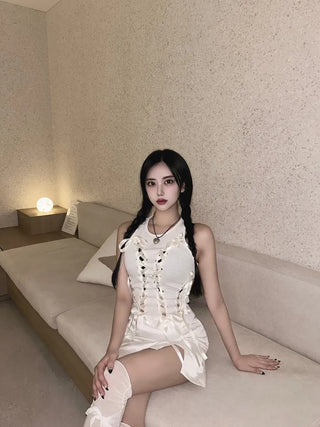 Balletcore Jennie Ribbon Sleeveless Crop Sexy Glam Fit