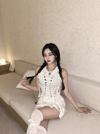 Balletcore Jennie Ribbon Sleeveless Crop Sexy Glam Fit