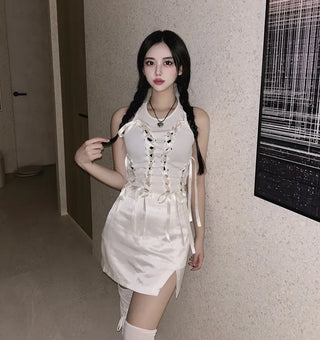 Balletcore Jennie Ribbon Sleeveless Crop Sexy Glam Fit