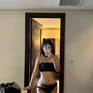 Chain Halter Neck Choker Cutout Bikini Monokini Staycation