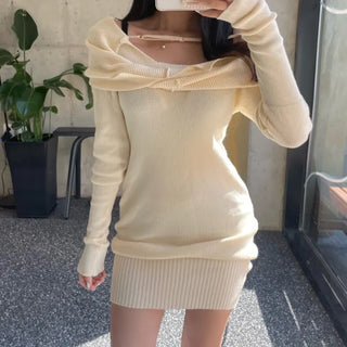 Knit Off-Shoulder Strap Mini Dress