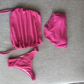 Pink Candy V-Cut Bikini Shirred Cover-up Monokini Perfect