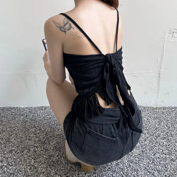 Butterfly Diagonal Sleeveless Fringe Tassel Top Vacation Look