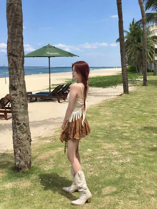 Butterfly Diagonal Sleeveless Fringe Tassel Top Vacation Look