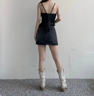 Butterfly Diagonal Sleeveless Fringe Tassel Top Vacation Look