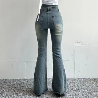 x Belt Washed Bootcut Pants Denim Unique Y2K